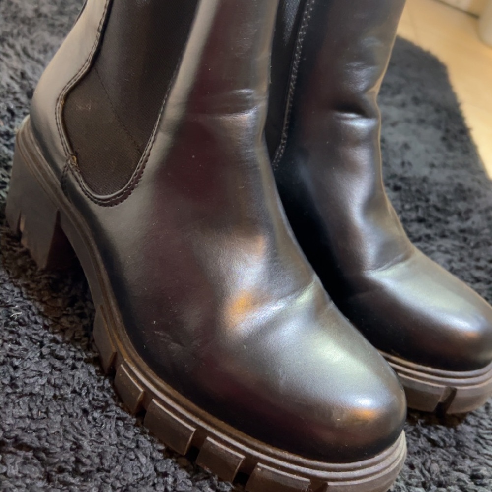 Madden Girl Sleek Black Moto Boots